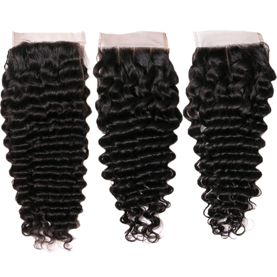 Deep Wave Human Hair 4x4 Lace Closure