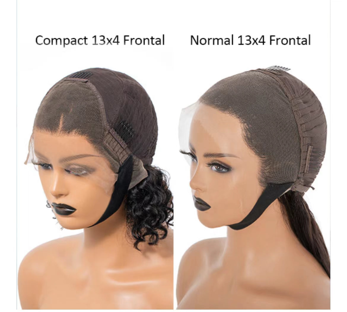 Short Bob Curly 13x4 Transparent Lace Front water wave Wig Natural black