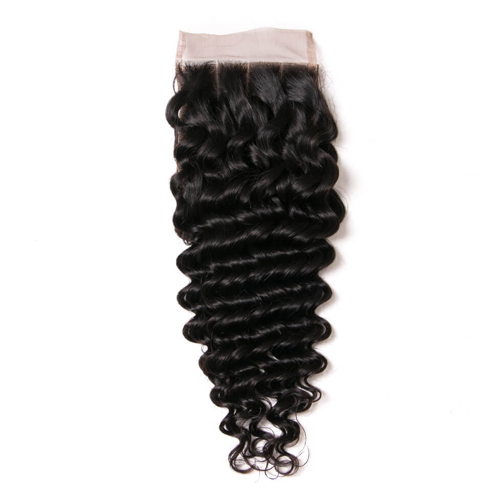 Deep Wave Human Hair 4x4 Lace Closure