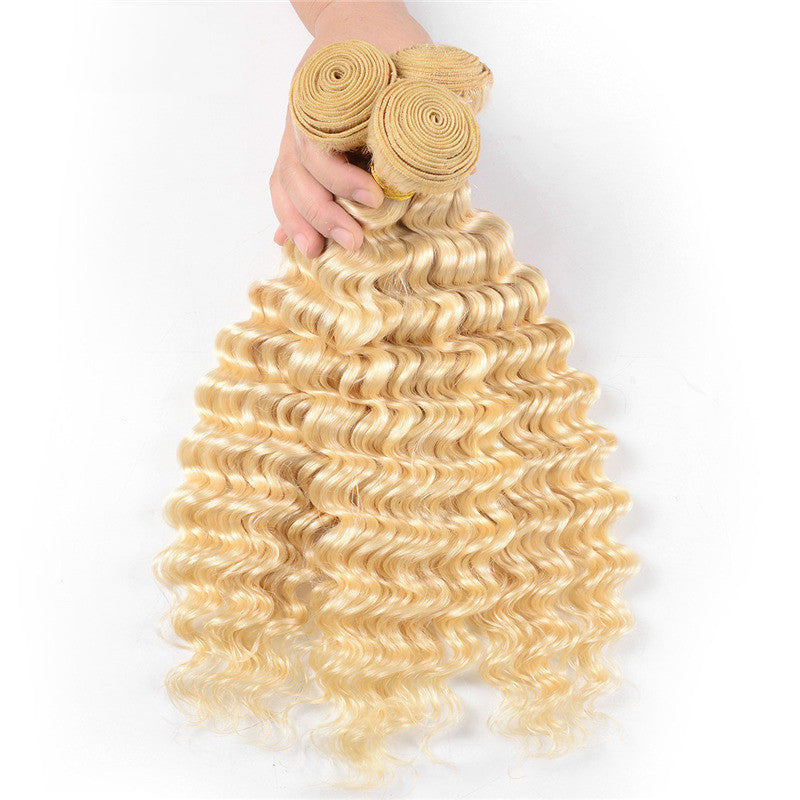1 Bundles Deals 613 Blonde Deep Wave Human Hair Weave