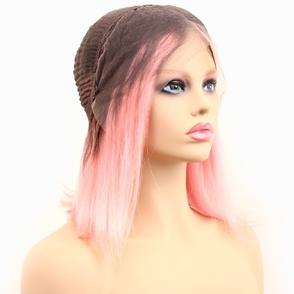 subihair lace front rose pink bob wig