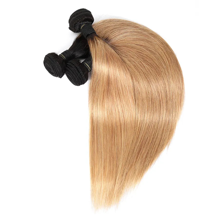 3 Bundles Deals T1b-27 Ombre Straight Human Hair Weave