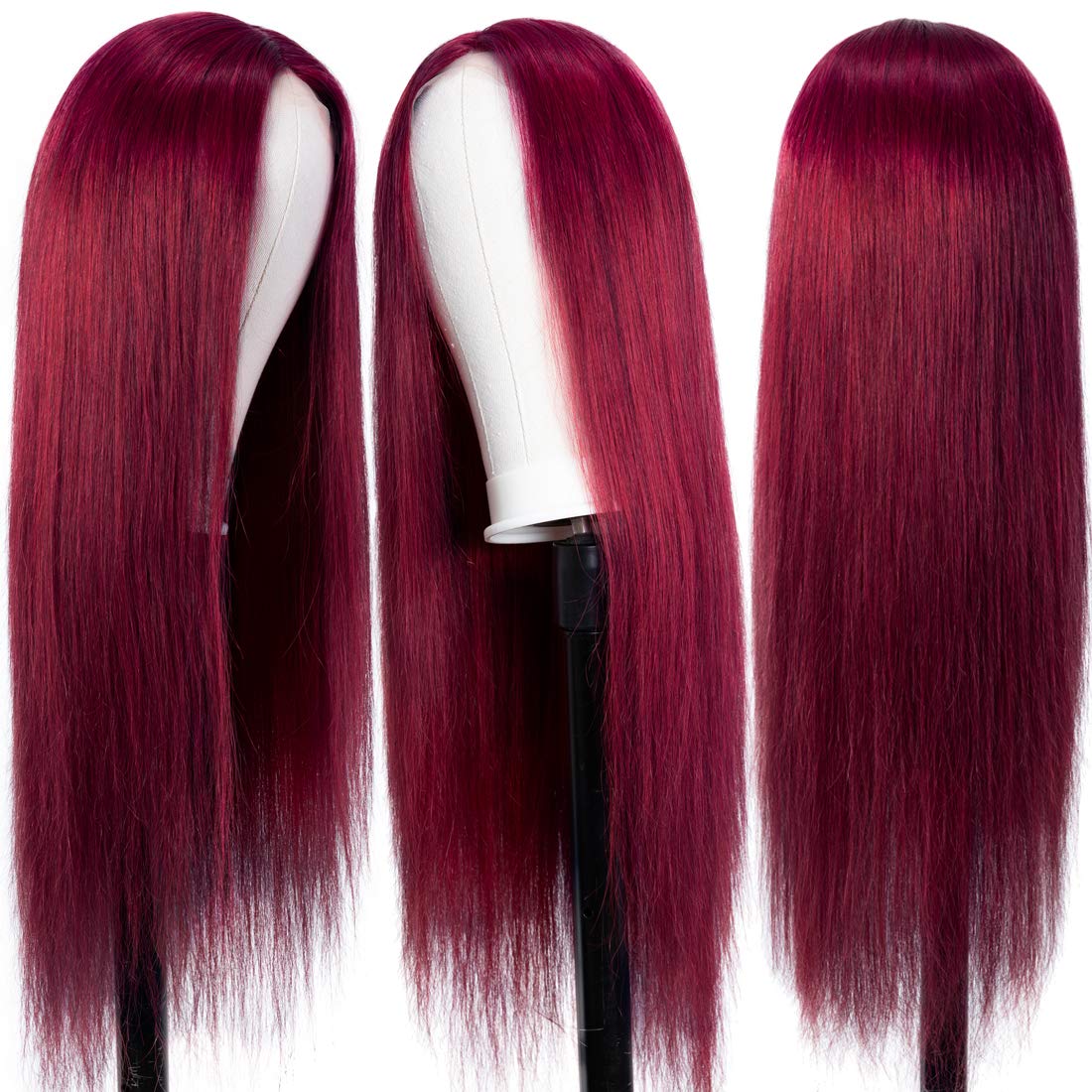 HD 13X4 Glueless Lace Front Human Hair Burgundy Wig