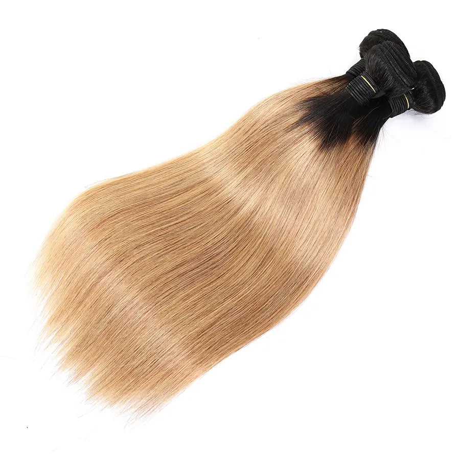 3 Bundles Deals T1b-27 Ombre Straight Human Hair Weave