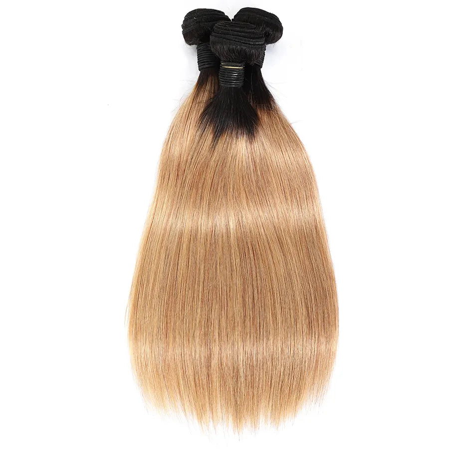 3 Bundles Deals T1b-27 Ombre Straight Human Hair Weave
