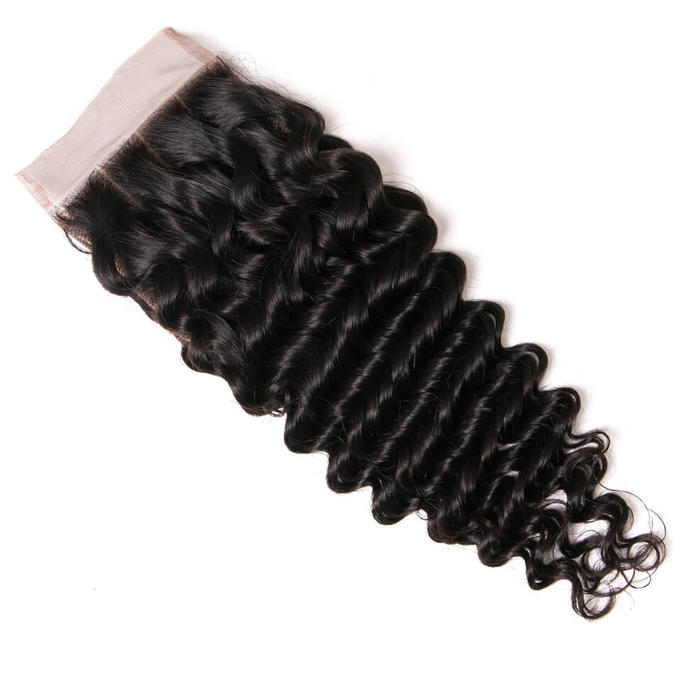 Deep Wave Human Hair 4x4 Lace Closure