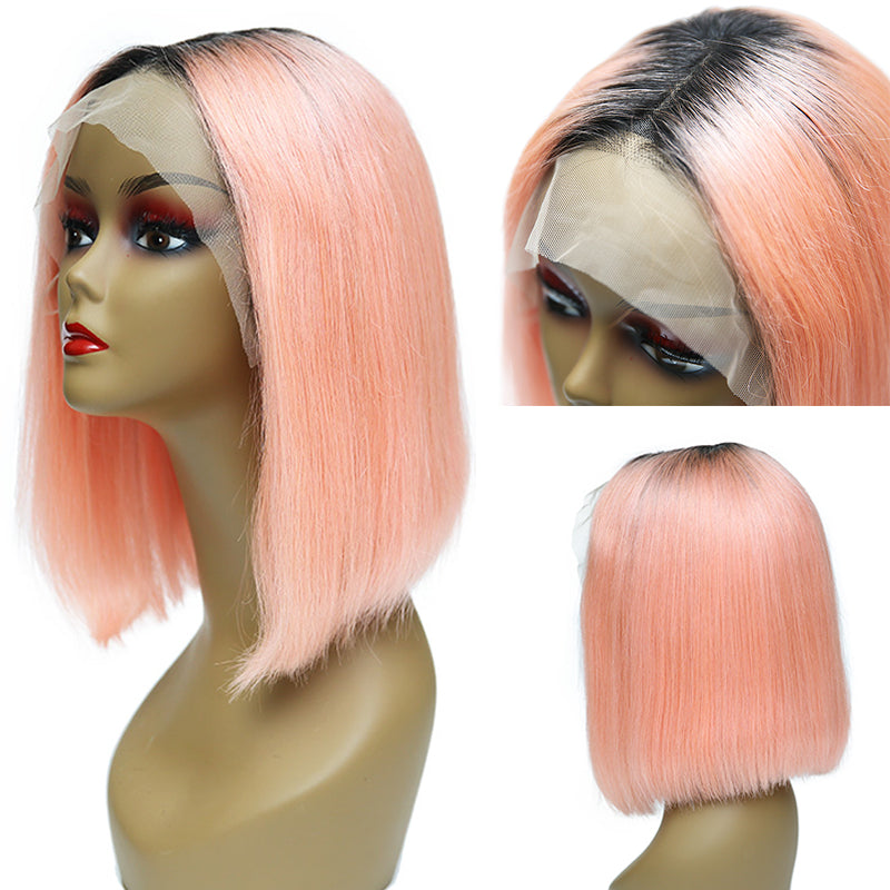 subihair lace front rose pink bob wig