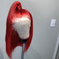 13X4 Lace Front Short BOB Red Color Straight Human Hair Wig