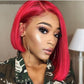13X4 Lace Front Short BOB Red Color Straight Human Hair Wig