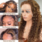 13x4 Lace Front YTBer Same Style Honey Blonde Deep wave Curly Wig F4/27 Ombre Highlight