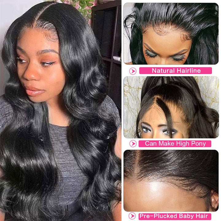 360 Full Lace Brazilian Human Hair Wig Body Wave Preplucked Hair Line