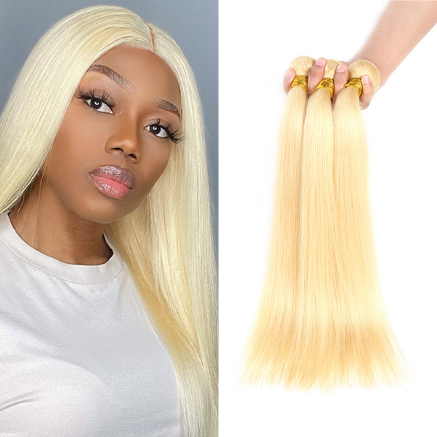 3 Bundles Deals 613 Blonde Straight Human Hair