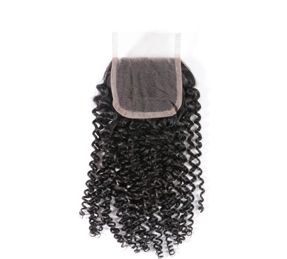 4x4 Lace Closure Kinky Curly Natural Black Human Hair