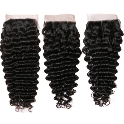 Deep Wave Human Hair 4x4 Lace Closure