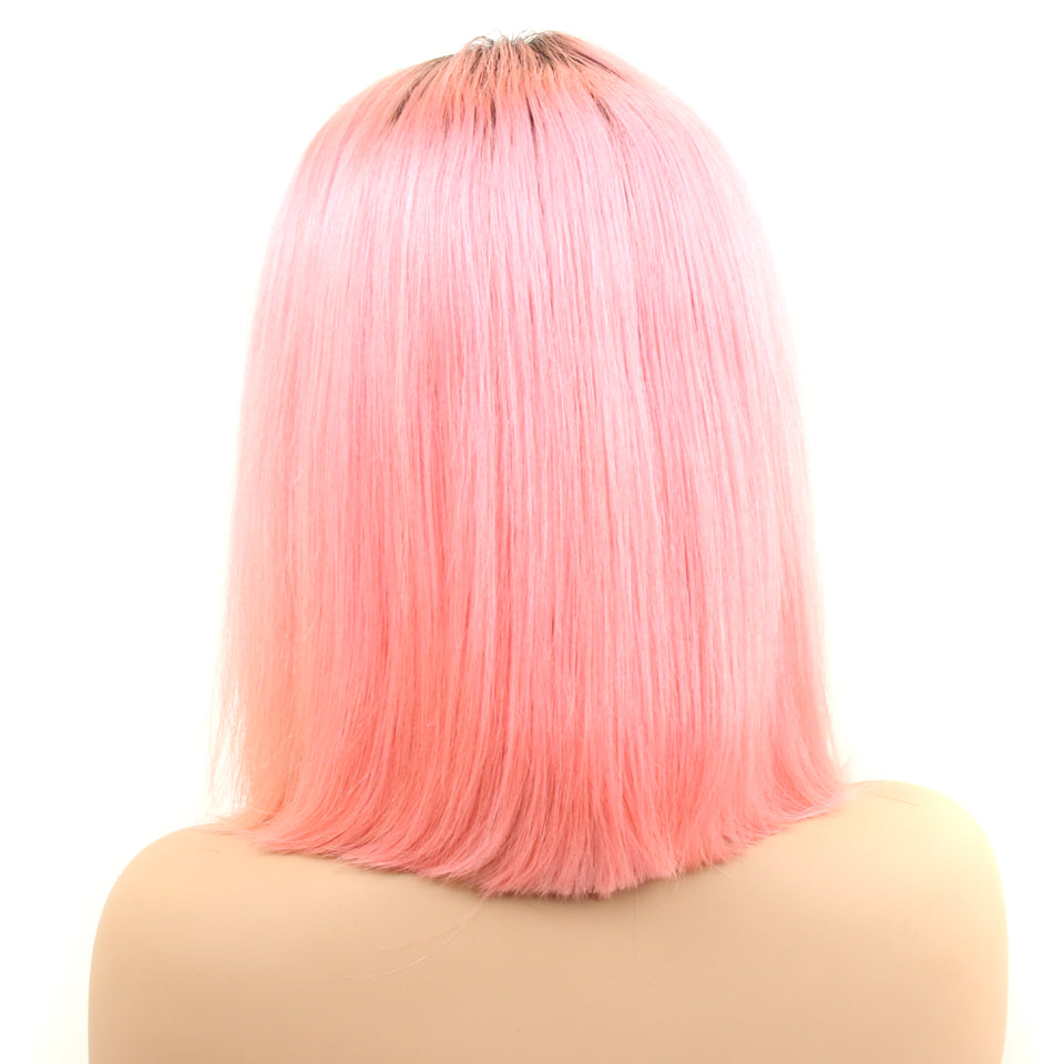 subihair lace front rose pink bob wig