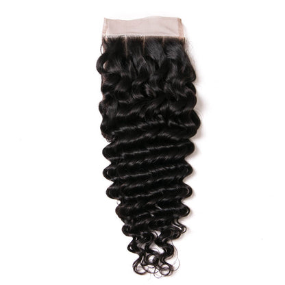 Deep Wave Human Hair 4x4 Lace Closure
