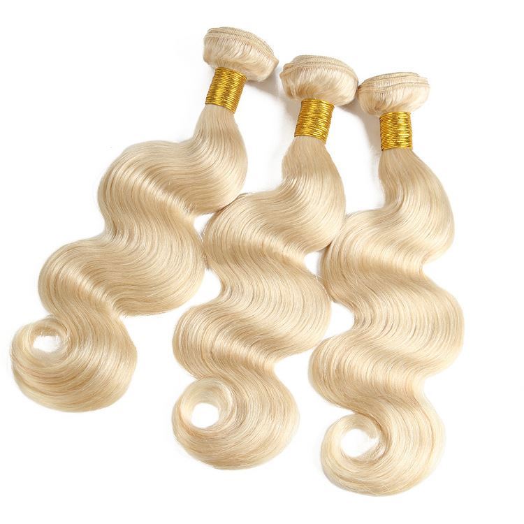 Ofertas de 3 paquetes 613 Tejido de cabello humano rubio con ondas corporales