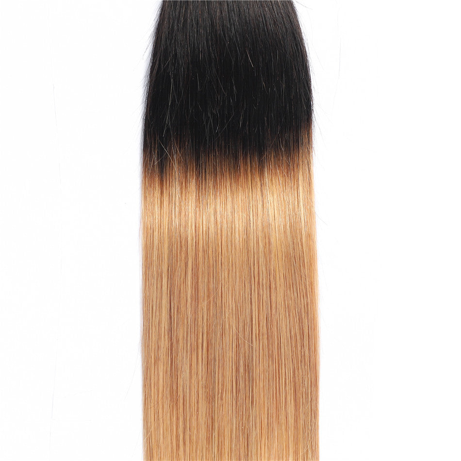 1 paquete de cabello humano liso T1b-27 Ombre