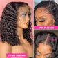 Short Bob Curly 13x4 Transparent Lace Front water wave Wig Natural black