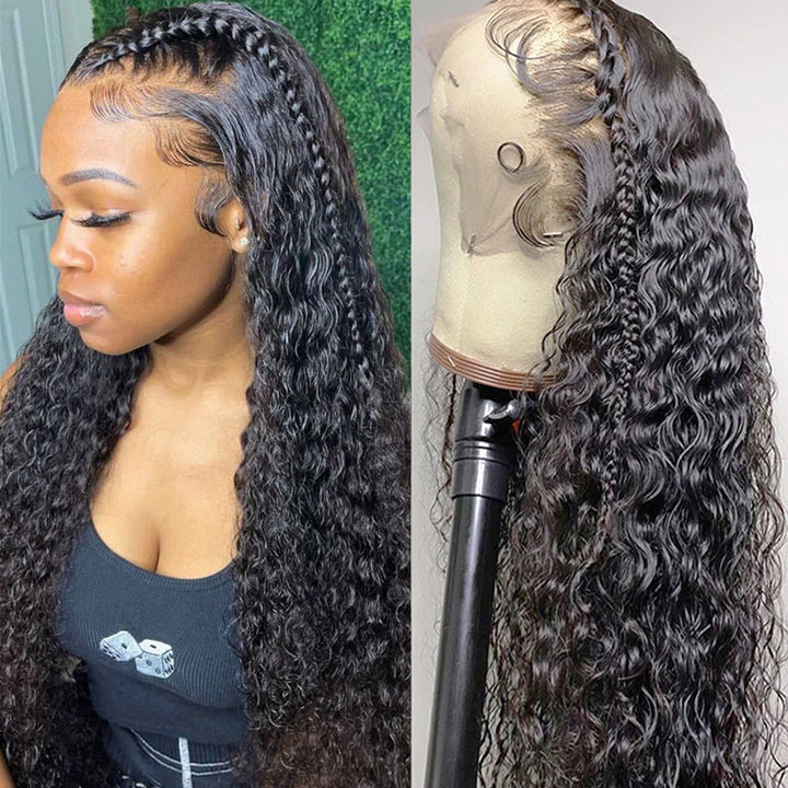 13x4 Lace Front Water Wave Wig Transparent Lace 100% human hair