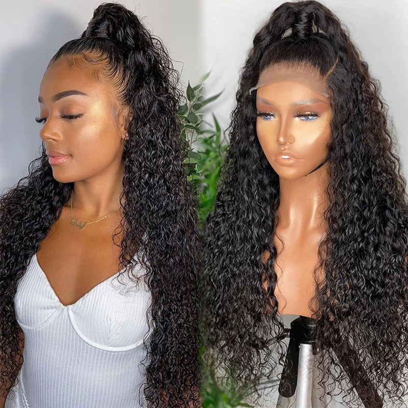 13x4 Lace Front Water Wave Wig Transparent Lace 100% human hair