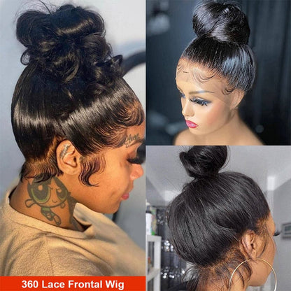 360 HD Full Lace Peluca de cabello humano brasileño Onda del cuerpo Línea de cabello prearrancado