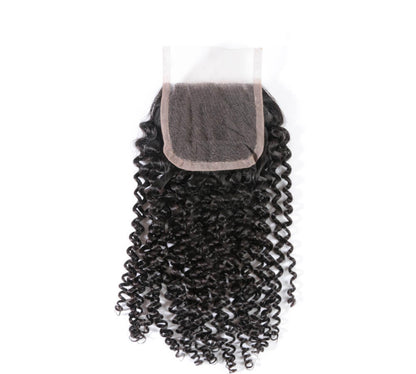 4x4 Lace Closure Kinky Curly Natural Black Human Hair